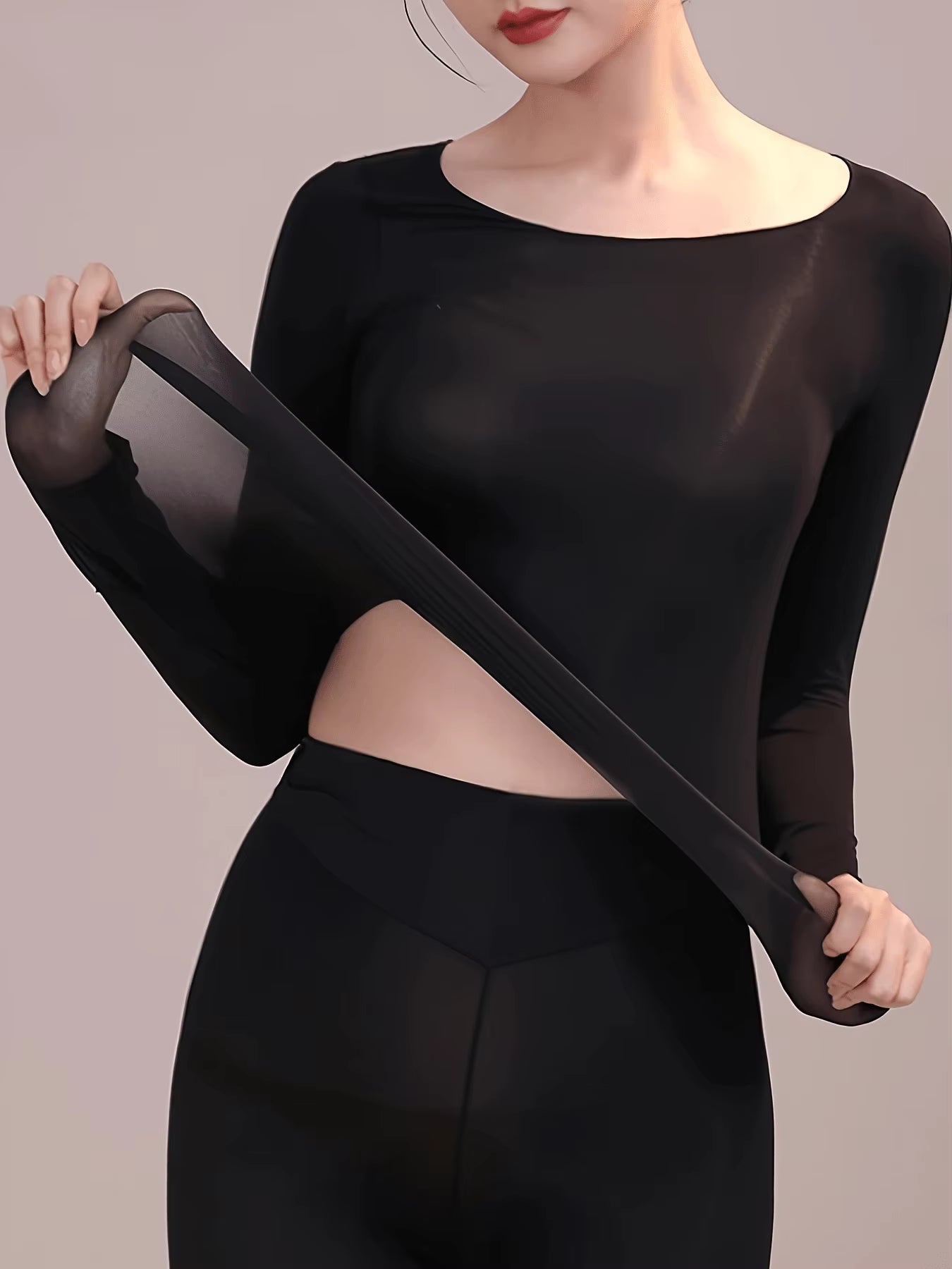 Noir Top Seconde Peau Femme 